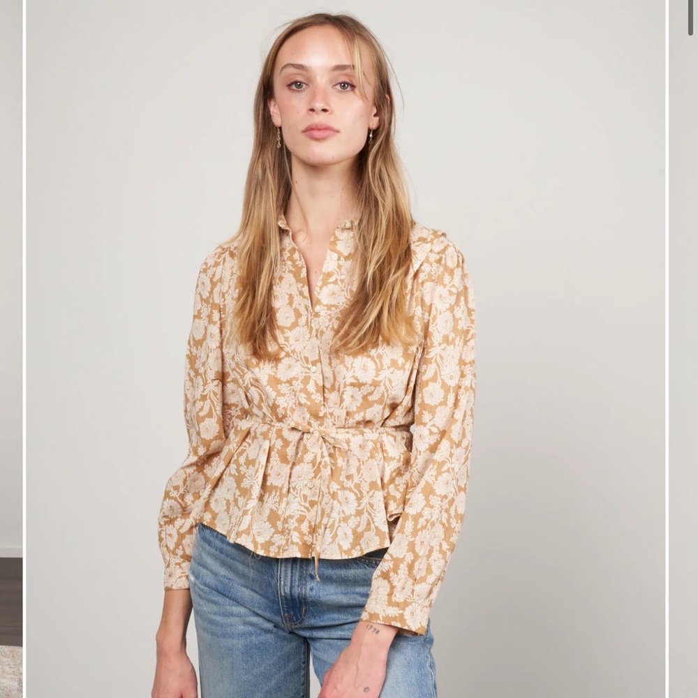 SOLD the great
the stream top - oat wild brush floral Floral Button-Up Blouse - Picture 3 of 10